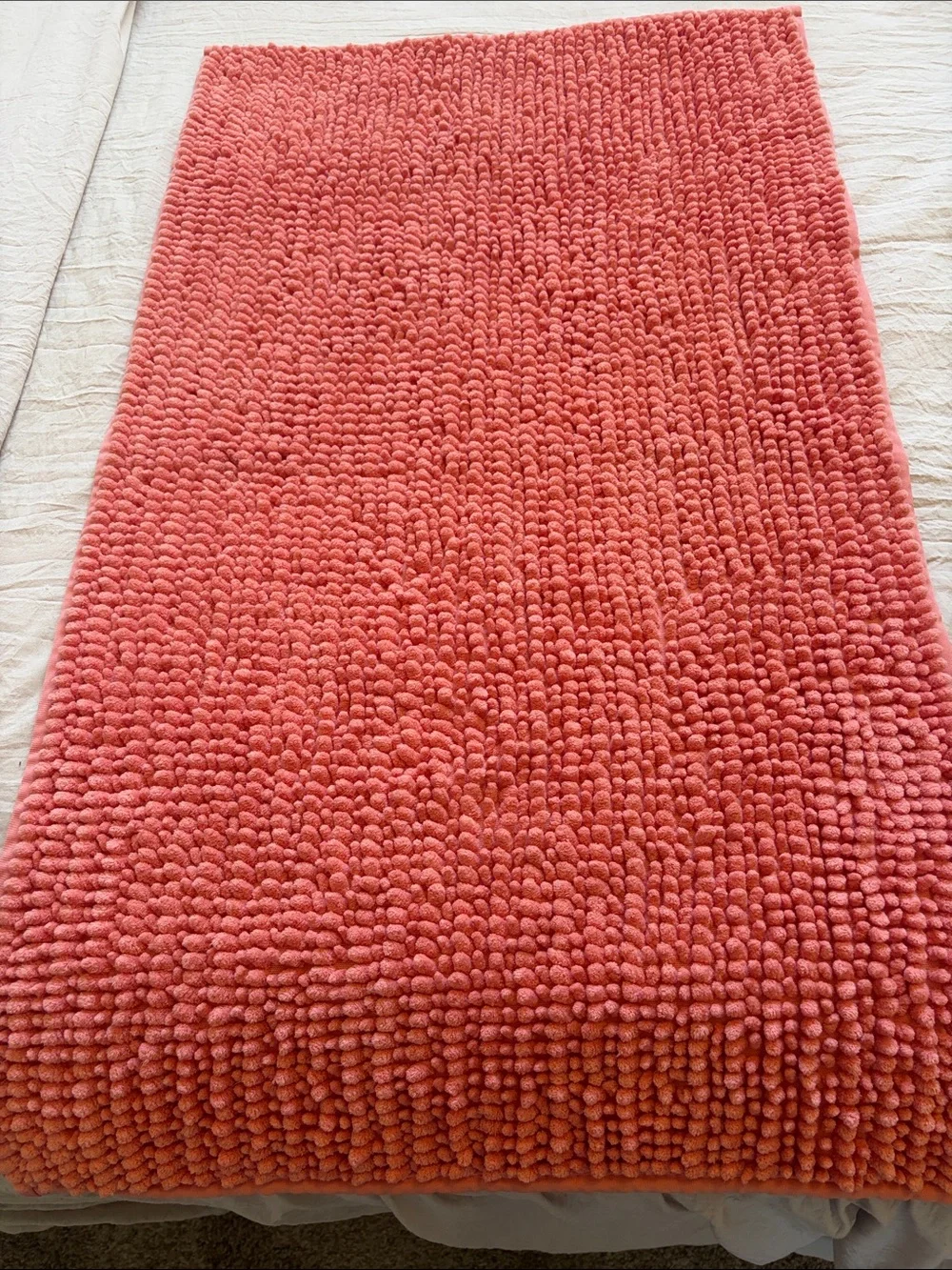 Martha Stewart Coral Chenille Bath Mat - Warm Coral Tone